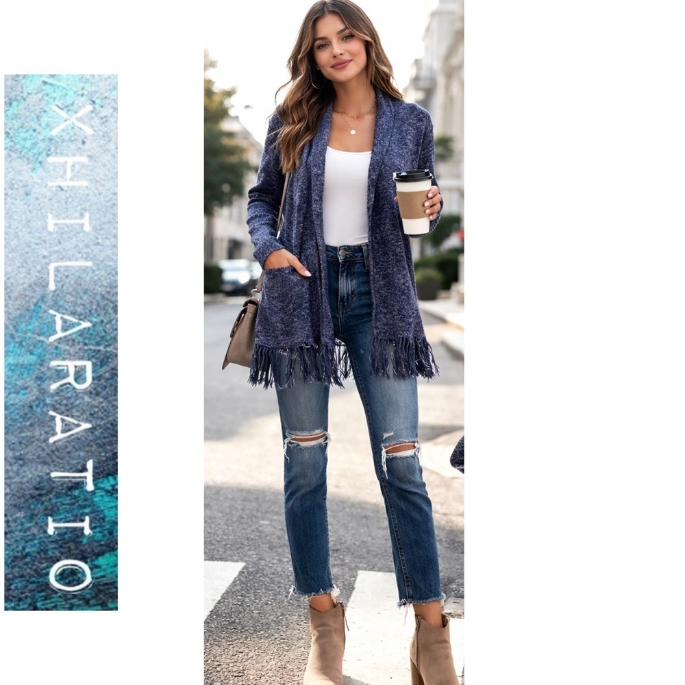 XHILARATION soft fuzzy fringed duster